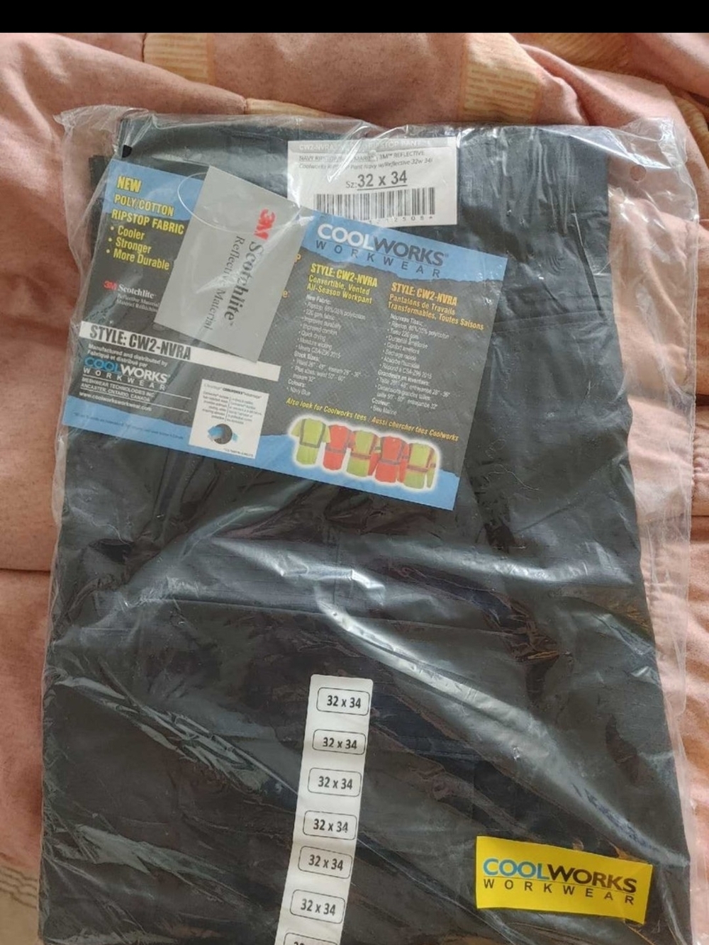 Men's Black Cargo Work Pants - 32x34